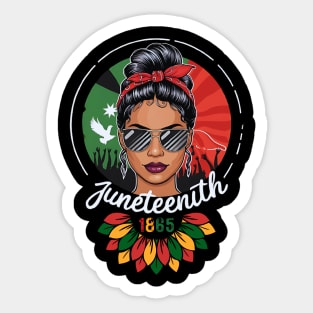 Juneteenth celebration day messy bun woman Sticker